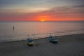 Beautiful sunrise on the beach of Baltic Sea in Sopot, Poland Royalty Free Stock Photo