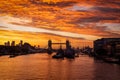 Beautiful sunrise behind the skyline of London Royalty Free Stock Photo