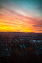 Beautiful Sunrise Behind Traditional Sandstone Tenement Apartments on a Cold Winter Morning in Glasgow Scotland Royalty Free Stock Photo