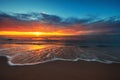 Beautiful sunrise and big cargo ships sailing in Black sea again Royalty Free Stock Photo