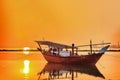 Beautiful Sunrise Boat in seaside. Dammam -Saudi Arabia Royalty Free Stock Photo