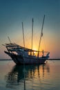 Beautiful Sunrise Boat in seaside. Dammam -Saudi Arabia Royalty Free Stock Photo