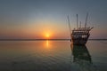 Beautiful Sunrise Boat in seaside. Dammam -Saudi Arabia Royalty Free Stock Photo