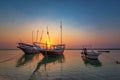 Beautiful Sunrise Boat in seaside. Dammam -Saudi Arabia Royalty Free Stock Photo