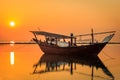 Beautiful Sunrise Boat in seaside. Dammam -Saudi Arabia Royalty Free Stock Photo