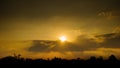 Beautiful sunrise and dramatic clouds on the sky. Royalty Free Stock Photo