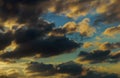Beautiful sunrise and dramatic clouds on the sky Royalty Free Stock Photo
