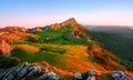Beautiful sunrise in Gorbea with view of Arraba Royalty Free Stock Photo