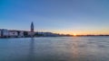 Beautiful sunrise in Grand canal over San Marco square timelapse. View from Church of Santa Maria della Salute, Venice Royalty Free Stock Photo