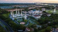 Beautiful aerial view sunrise at The Kota Iskandar Mosque located at Kota Iskandar, Iskandar Puteri, a Johor State