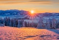 Beautiful sunrise on Kubinska Hola mountain during winter Royalty Free Stock Photo