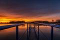 A beautiful sunrise on the lake shore in eastern Poland and a wonderful sky full of colors Royalty Free Stock Photo