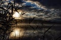 Sunrise on lake Siecino in Poland