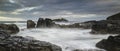 Beautiful sunrise landscape of Godrevy lighthouse on Cornwall co