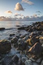 Beautiful sunrise landscape image of Church Ope Cove in Portland