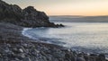 Beautiful sunrise landscape image of Church Ope Cove in Portland