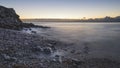 Beautiful sunrise landscape image of Church Ope Cove in Portland