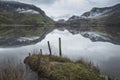 Beautiful Winter landscape image of Llyn Nantlle in Snowdonia Na