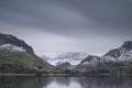 Beautiful Winter landscape image of Llyn Nantlle in Snowdonia Na