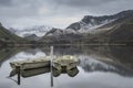 Beautiful Winter landscape image of Llyn Nantlle in Snowdonia Na