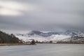 Beautiful Winter landscape image of Llynnau Mymbyr in Snowdonia