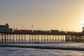 Beautiful vibrant sunrise landscape image of Worthing pier in West Sussex during Winter Royalty Free Stock Photo