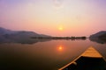 Beautiful sunrise landscape on Phewa lake Royalty Free Stock Photo