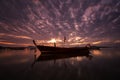 Beautiful sunrise with long tail boat on morning time Royalty Free Stock Photo