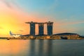 Beautiful sunrise in Marina bay at Singapore Royalty Free Stock Photo