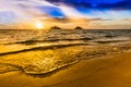 Sunrise at Lanikai Beach in Kailua Oahu Hawaii Royalty Free Stock Photo