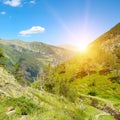 Beautiful sunrise in mountain valley in Pyrenees Royalty Free Stock Photo