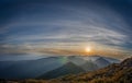 Beautiful sunrise in the Serra Fina in Pedra da Mina mountains of the Brazilian mountain range in the Sierra da Mantiqueira