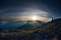 Beautiful sunrise in the serra fina mountains of the Brazilian mountain range in the Sierra da Mantiqueira