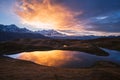 Beautiful sunrise in mountains near Koruldi lake, Georgia Royalty Free Stock Photo