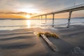 Beautiful sunrise at New Brighton Pier, Christchurch, New Zealand. Royalty Free Stock Photo