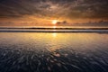 Beautiful sunrise over the beach in cherating, pahang malaysia