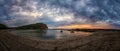 Beautiful sunrise over the Black Sea bay Bolata - panoramic view Royalty Free Stock Photo