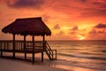 Beautiful Sunrise over Cancun Beach, Mexico Royalty Free Stock Photo