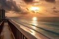 Beautiful Sunrise over Cancun Beach, Mexico Royalty Free Stock Photo