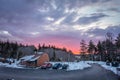 beautiful sunrise over horizon on snowshoe mountain west virginia