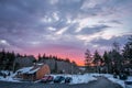 beautiful sunrise over horizon on snowshoe mountain west virginia