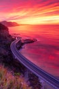 Beautiful sunrise over Illawrra coast with Sea Cliff Bridge Royalty Free Stock Photo