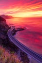 Beautiful sunrise over Illawrra coast with Sea Cliff Bridge Royalty Free Stock Photo