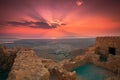 Beautiful sunrise over Masada fortress