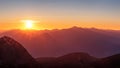 Beautiful sunrise over the mountain landscape. Royalty Free Stock Photo