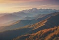 beautiful sunrise over the mountains, a breathtaking sunrise in pastel colors illuminating the majestic Royalty Free Stock Photo