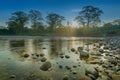 Sunrise over Murti river, Dooars, West Bengal, India