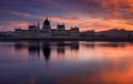 Beautiful sunrise over the Parliament in Budapest Royalty Free Stock Photo