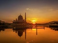 Beautiful Sunrise Over Putra Mosque, Putrajaya