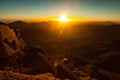 Beautiful sunrise in Sinai Mountains. Royalty Free Stock Photo